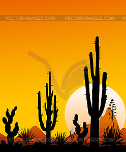 Mexico desert sunset  - vector image