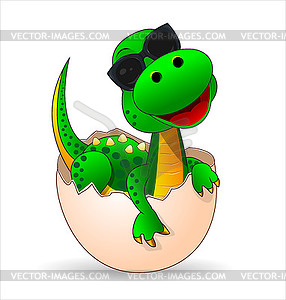 Little dinosaur in black glasses - stock vector clipart