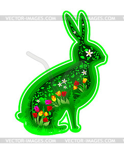 Hare rabbit with flowers and leaves - vector EPS clipart