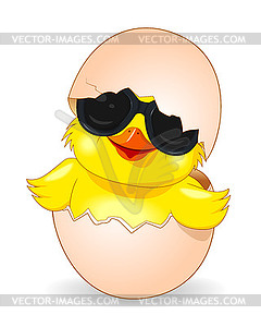 Cute chicken in black sunglasses - vector clipart / vector image