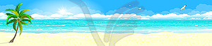 Tropical sandy beach and ocean - vector clipart