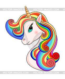 Lovely unicorn head portrait - vector clip art