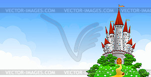 Castle on hill against blue sky - vector clipart