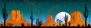 Starry night over Arizona desert - vector image