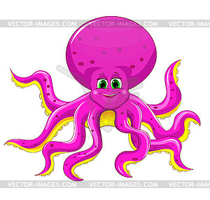 Joyful pink octopus - vector image