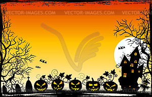 Halloween scary pumpkins on eve of holiday - vector EPS clipart