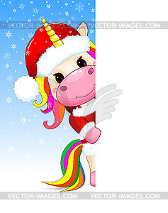 Unicorn baby christmas greeting card - vector clipart