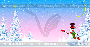 Snowman welcomes Christmas  - vector image
