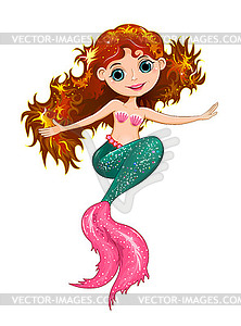 Little beautiful mermaid - vector clip art