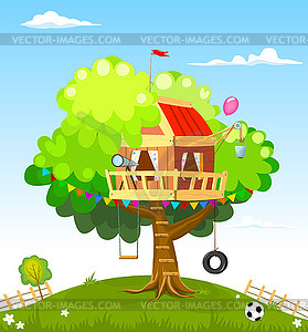 Tree house for children - vector clipart