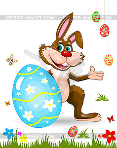 Bunny with easter eggs - vector clip art