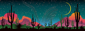 Ночное звездное небо над мексиканской пустыней - изображение в векторе / векторный клипарт