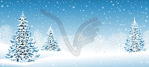 Snowy forest Christmas winter background - vector EPS clipart