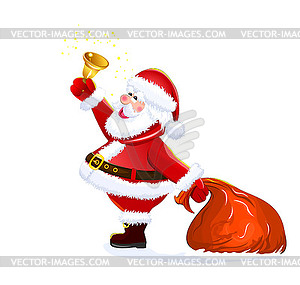 Santa with sack and bell - vector clipart