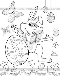 Easter bunny coloring book - vector image