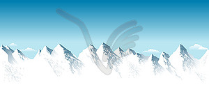 Mountain peaks covered with snow - vector clipart