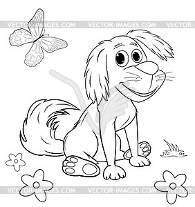 Cute cartoon dog coloring page - royalty-free vector image