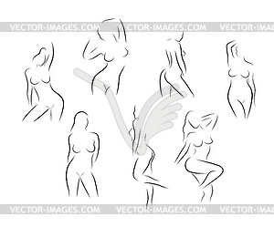 Silhouette of beautiful nude woman - vector image