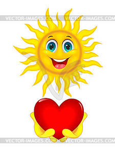 Sun with heart in hands - vector clipart / vector image