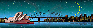 Сидней город звездная ночь - графика в векторе