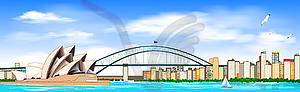 Sydney city landscape panorama - vector clipart