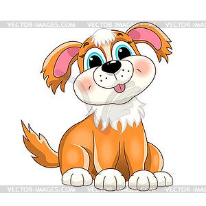 Cute puppy sitting and smiling - vector clipart / vector image