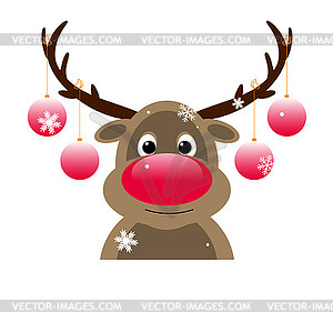 Reindeer with red nose - vector clipart