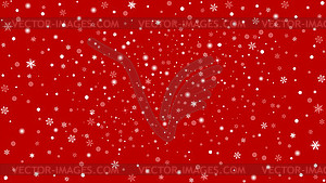 Christmas red background with snowflakes - vector image