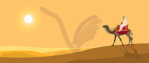 Camel rider against background of sun - vector clip art