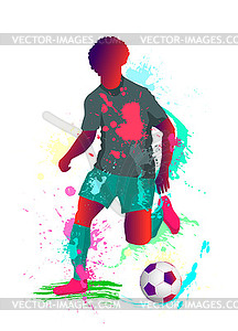 Football player with ball - vector image