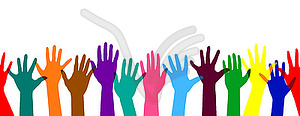 Hands palm up seamless border - vector image