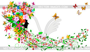 Women with flowers and butterflies - royalty-free vector image