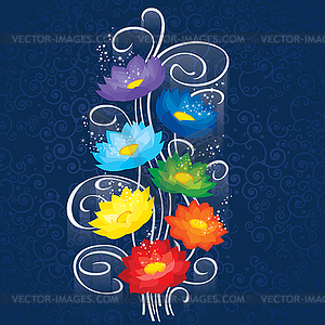 Glowing Chakras lotuses - vector clip art