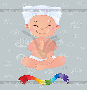 Yogi in meditation sitting in lotus position - vector clipart / vector image