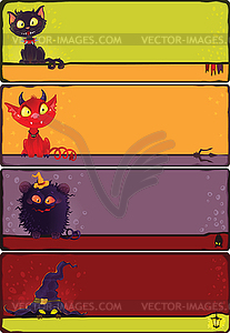 Halloween monsters banners set - vector image