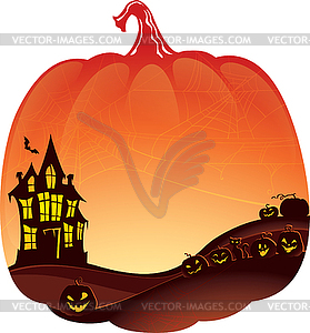 Halloween Double Exposure background with haunted - vector image