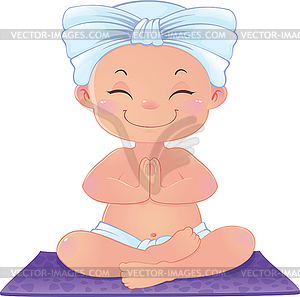 Yogi in meditation sitting in lotus position - vector clip art