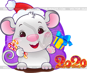 White Metal Rat - symbol of Chinese horoscope for - vector image