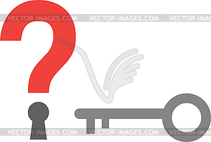 Question mark keyhole and key - vector clip art