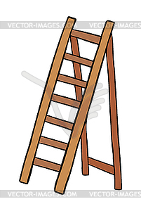 Cartoon wooden stepladder - vector image