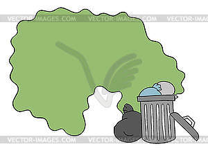 Cartoon garbage bin on street and the - vector image