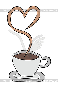 Cartoon heart shape with coffee and coffe - vector image