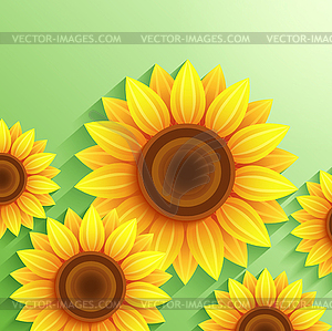 Nature modern background with 3d sunflower - vector EPS clipart