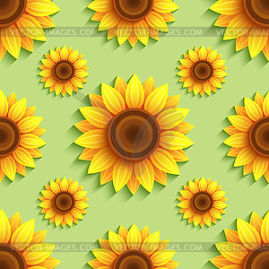 Background seamless pattern with sunflowers - vector clip art