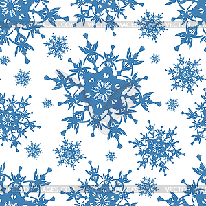 Celebratory seamless pattern with blue snowflakes - vector clipart
