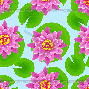 Background seamless pattern with pink lotus - vector clipart / vector image