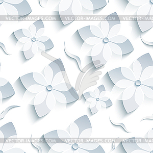 Light background seamless pattern with sakura - vector image