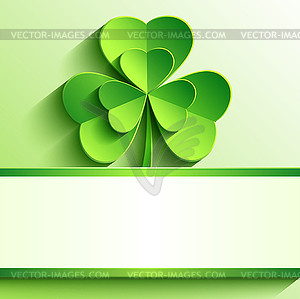 St. Patricks day card with green clover - vector clip art