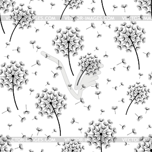 Background seamless pattern with stylized dandelions - vector image