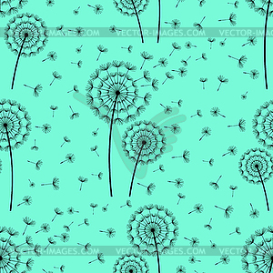 Bright seamless pattern with dandelions fluff - vector EPS clipart
